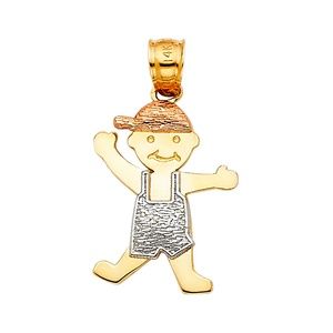 14K Tri Color Gold Boy Pendant